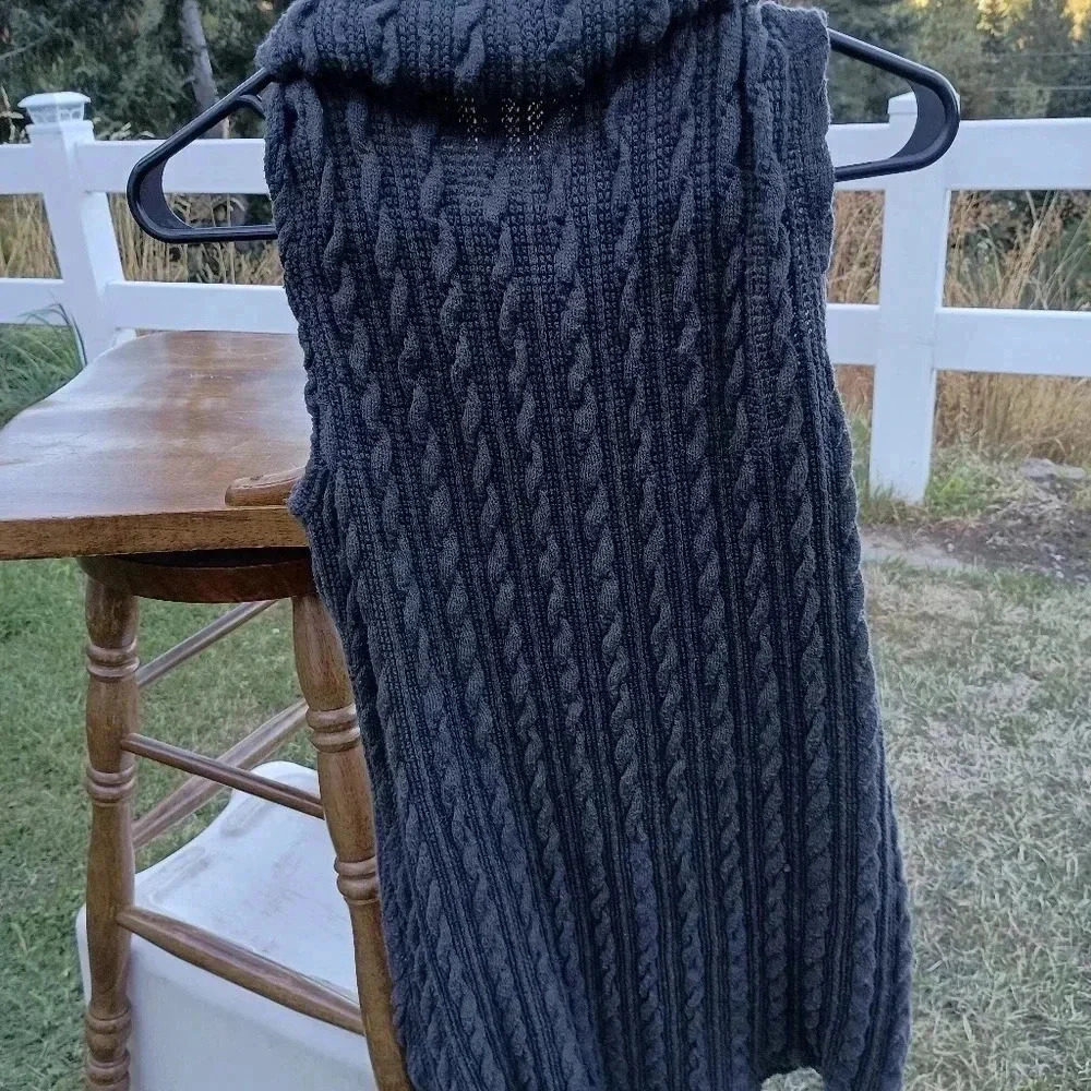 mine Dark Gray Cable Knit High-Low Dress